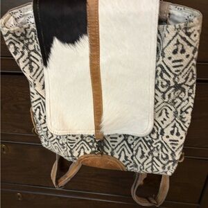 Myra Bag Black and White Patterned Backpack